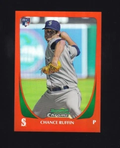2011 Bowman Chrome Orange Refractor Chance Ruffin Rookie 23/25 #105 Mariners - Picture 1 of 2