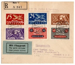 Airmail Cover Switzerland-1923-Registered Mail From Bern To London-Mit Luftpost - Picture 1 of 2