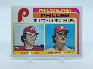 1982 Topps ROSE/CARLTON Batting and Pitching Leaders PHILLIES #636 Read