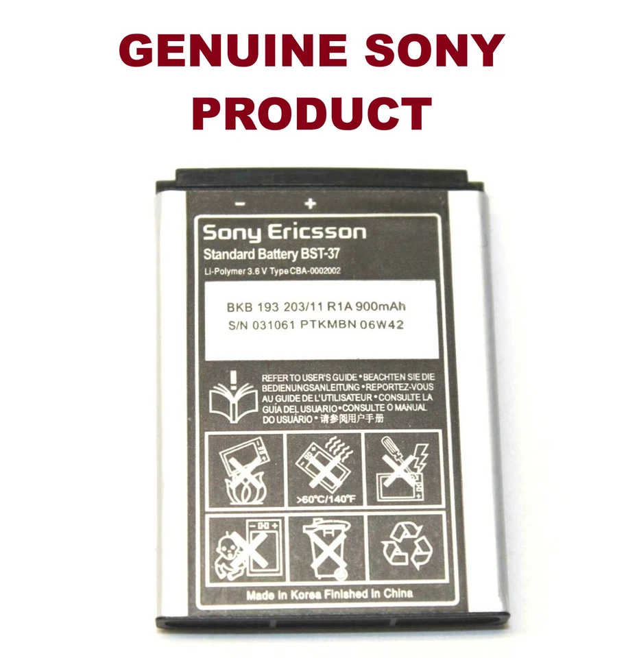 Batería estándar para teléfono celular BST-37 900mAh 3.6V para Sony Ericsson W810i K750i Foto 1 de 1