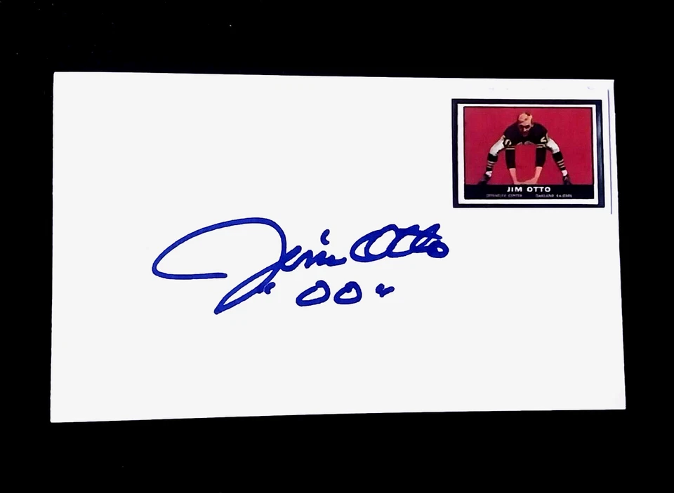 JIM OTTO OAKLAND RAIDERS HOF CENTER AUTOGRAPHED SIGNED INDEX CARD 3X5 B - Image 1 of 1