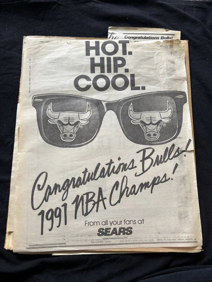 Chicago Bulls Michael Jordan 1990s Vintage NBA Championship Newspaper Print Lot - Image 1 of 4
