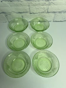 Federal Glas CO. Georgisch Grün 4-1/4" Durchmesser Obst oder Dessert Schalen Lot 6 - Bild 1 von 10