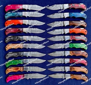 LOTE de 20 piezas Cuchillo Plegable de Caza de Acero Damasco, Cuchillos de Bolsillo con Funda - Imagen 1 de 11