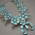 1970s HUGE 764g Vintage High Grade NATURAL TURQUOISE Squash Blossom NECKLACE