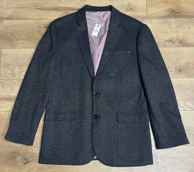 Grande-Nuevo Abrigo Chaqueta Blazer Regular Express 40R Negro Gris Venta al por menor $178 Foto 1 de 4