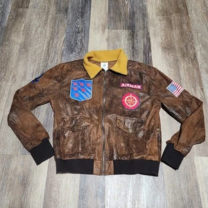 Spirit Halloween Brown Airman Bomber Jacket Costume Patch Size Medium Top Gun - Picture 1 of 9