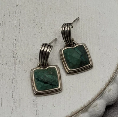 Barse Thailand Sterling Silver 925 Turquoise Dangle  Earrings 5.73 Grams - Image 1 of 4