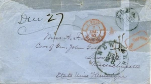 MTM339 1862 TRANSATLANTIC UNPAID LETTER FROM PAPAL STATE TO USA ST.GLASGOW INMAN - Picture 1 of 2