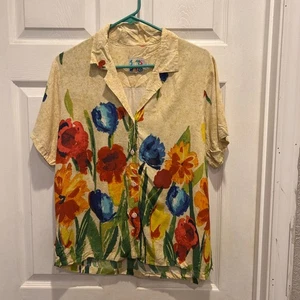 Jams World Vintage Tropicana Floral Button Down Women's Large Made in Hawaii - Picture 1 of 8