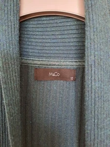Very good condition M&Co Size 10 longline open fronted teal cardigan - Picture 1 of 5