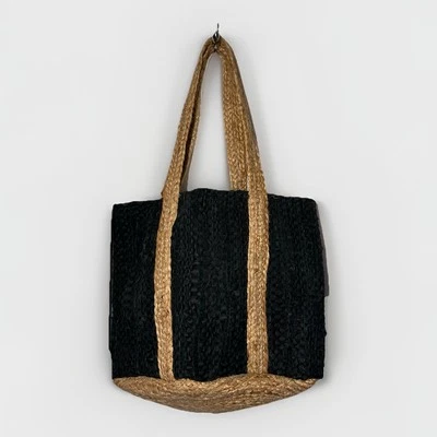 Nuevo Bolso de Mano Nuevo con Etiquetas Cuero Reutilizado Yute Tejido Mercado Playa Vacaciones Viaje Boho Foto 1 de 4