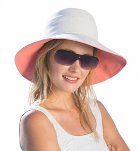 Summer Beach Sun Hat Anti-UV UPF 50+ Foldable Wide Brim Bucket Hat for Women ... - Picture 1 of 9