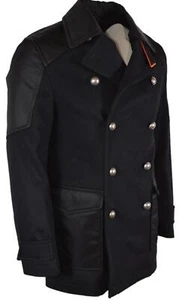 New MCM Men's $1,750 Black Wool Military Pea Coat Jacket Size 46 IT 36 U.S. - Picture 1 of 12