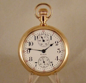 ELGIN B.W.RAYMOND UP/D'N WIND INDIC. 19j 14k GF SWING-OUT OF 18s RR POCKET WATCH - Picture 1 of 13