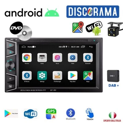 AUTORADIO ANDROID STEREO AUTO DAB+ 2DIN 7 POLLICI CD DVD GPS WI-FI USB BLUETOOTH - Immagine 1 di 4
