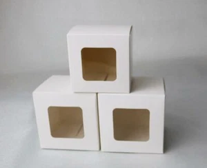 200x Clear Window White Paper Packing Box Cupcake Macaroon Candle Gift Favor Box - Bild 1 von 5