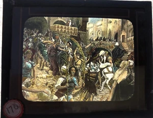 Jesus Led from Caiaphas to Pilate 1920's Bible Lantern Slide Easter story - Picture 1 of 4