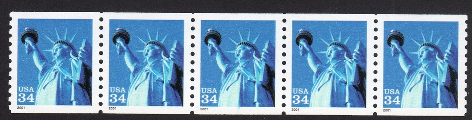 Scott #3476 Statue of Liberty Coil of 5 Stamps - MNH - Image 1 of 1