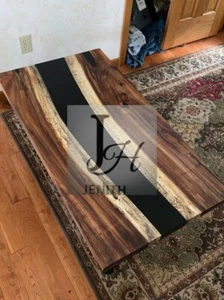 Epoxy Resin Table Black River – Modern Wood Slab Top – Handmade Art - Picture 1 of 1