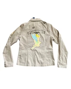 Retro 90s Disney Store TINKER BELL JACKET Women’s Medium Safari Embroidered Rare - Picture 1 of 12