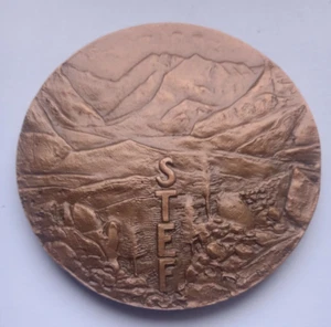 1970 FRANZÖSISCHE ALPEN BERGE MEDAILLE VON PAUL BELMONDO / MEDAILLE 50 ANS DE LA STEF - Bild 1 von 2