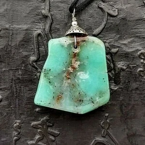 Chrysoprase slab pendant, 1.5x1.5 inches, 16.6 grams - Picture 1 of 9