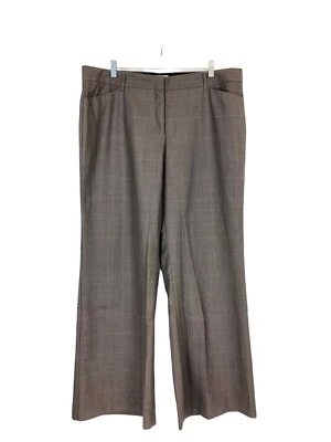 Bogari Women's Brown Checkered Wide Leg Silk Blend Pants SZ 16 Actual 38x31  - Image 1 of 4