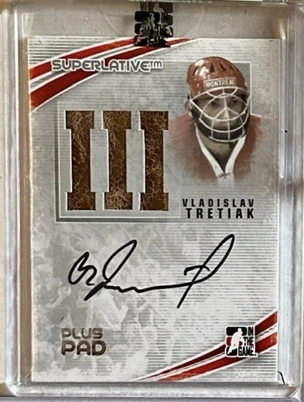 2012-13 ITG Superlative Plus Pads Autographs Silver Vladislav Tretiak Auto /9 - Image 1 of 1