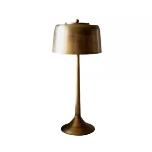 Elegant Vintage Style Brass Gold Library Table Lamp Metal Shade 23 in Minimalist - Picture 1 of 2