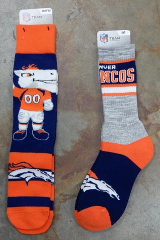2 Pack NFL Denver Broncos Double Deuce Large Dress Madness Mascot Gift Set Socks Cover