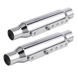 2x Universal Motorcycle Muffler Exhaust Pipe Silencer 12" For Harley Cafe Racer - Picture 1 of 11