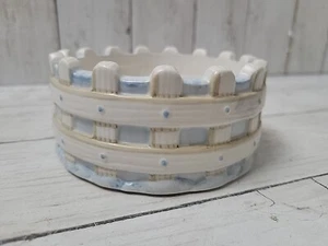 Vintage Yankee Candle Ceramic Holder White Fence Farmhouse Decor - Picture 1 of 9