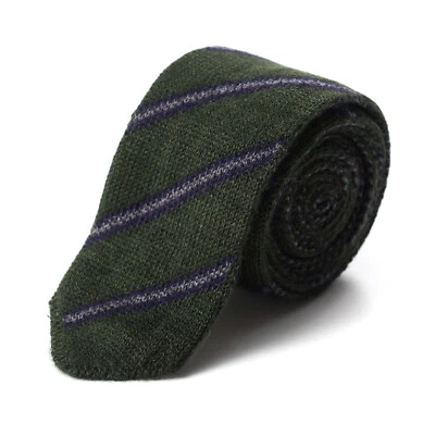 RODA двусторонний зеленый темно-серый в полоску шелк и кашемир узкий галстук новый с Ярлыками - Изображение 1 из 3