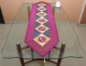 Handmade Decorative Silk Brocade Wall Tapestry - Hanging/Table Runner Dark Pink - Picture 1 of 3