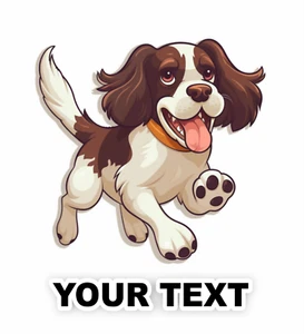 Set of 2 English Springer Spaniel Dog Decal Stickers with Free Custom Text - Foto 1 di 5