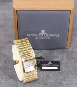 JACQUES LEMANS GENEVE G-210K Gold Plated 25mm WATCH, Sapphire Crystal NEW IB! - Picture 1 of 9