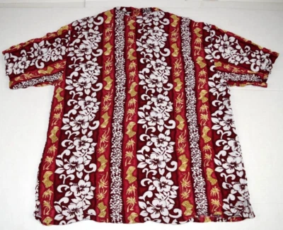 Camisa Hawaiana Vintage Rayón Talla M/L Años 90 3 Tonos Rojizo Blanco Tostado Paneles Florales Foto 1 de 4