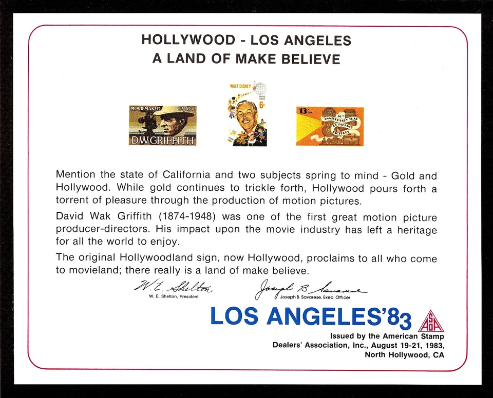 SOUVENIR CARD MINT LOS ANGELES '83 ASDA North Hollywood, CA USA 1983 - Image 1 of 1