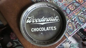 Antique Advertising Tray WOODWARD'S CHOCOLATES, Souncil Bluffs, Iowa, 13-1/2", C - Picture 1 of 7