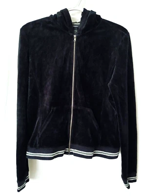 Express Sudadera con Capucha Chaqueta Cremallera Frontal Canguro Bolsillo Negro con Borde Gris Blanco LG #14645 Foto 1 de 4