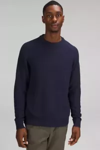 Lululemon Pullover Herren S meliert schwarz Strukturstrick Rundhals Bio Baumwolle - Bild 1 von 6