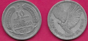 CHILE 10 PESOS UN CONDOR 1957 VF-XF CONDOR IN FLIGHT ,DENOMINATION ABOVE DAT - Picture 1 of 1