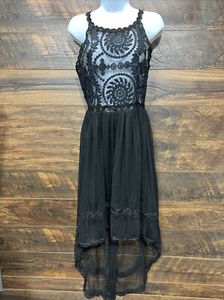 DISPONIBILE Halter abito nero pizzo gothcore nuovo con etichetta stravagante alto basso trasparente a strati - Foto 1 di 24