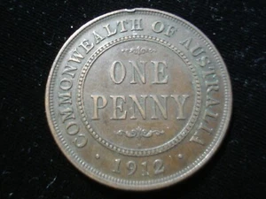 Australian 1912 Penny Coin 8 Pearls KGV (SA06) - Picture 1 of 2