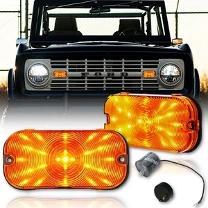 Amber LED Park Turn Signal Light Bulb Lenses & Flasher for 66-67-68 Ford Bronco  - Picture 1 of 12