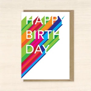 Happy birthday card for her him mom dad Colourful long shadow design - Picture 1 of 5