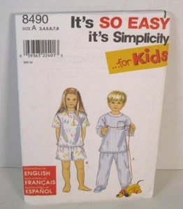 It's So Easy It's Simplicity For Kids Unisex Pajamas Pattern Child's 3-8 #8490 - Picture 1 of 2