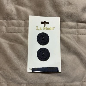 La Mode Carded Buttons 39475 3/4" Navy Blue Matt (scheint schwarz aus) Italy NOS - Bild 1 von 4