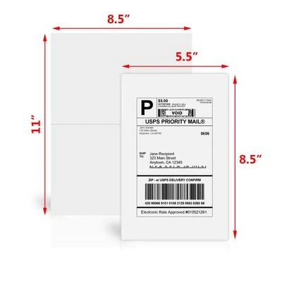 200 самоклеящихся этикеток на половину листа 8,5x5,5 для этикетки Paypal eBay - Изображение 1 из 4